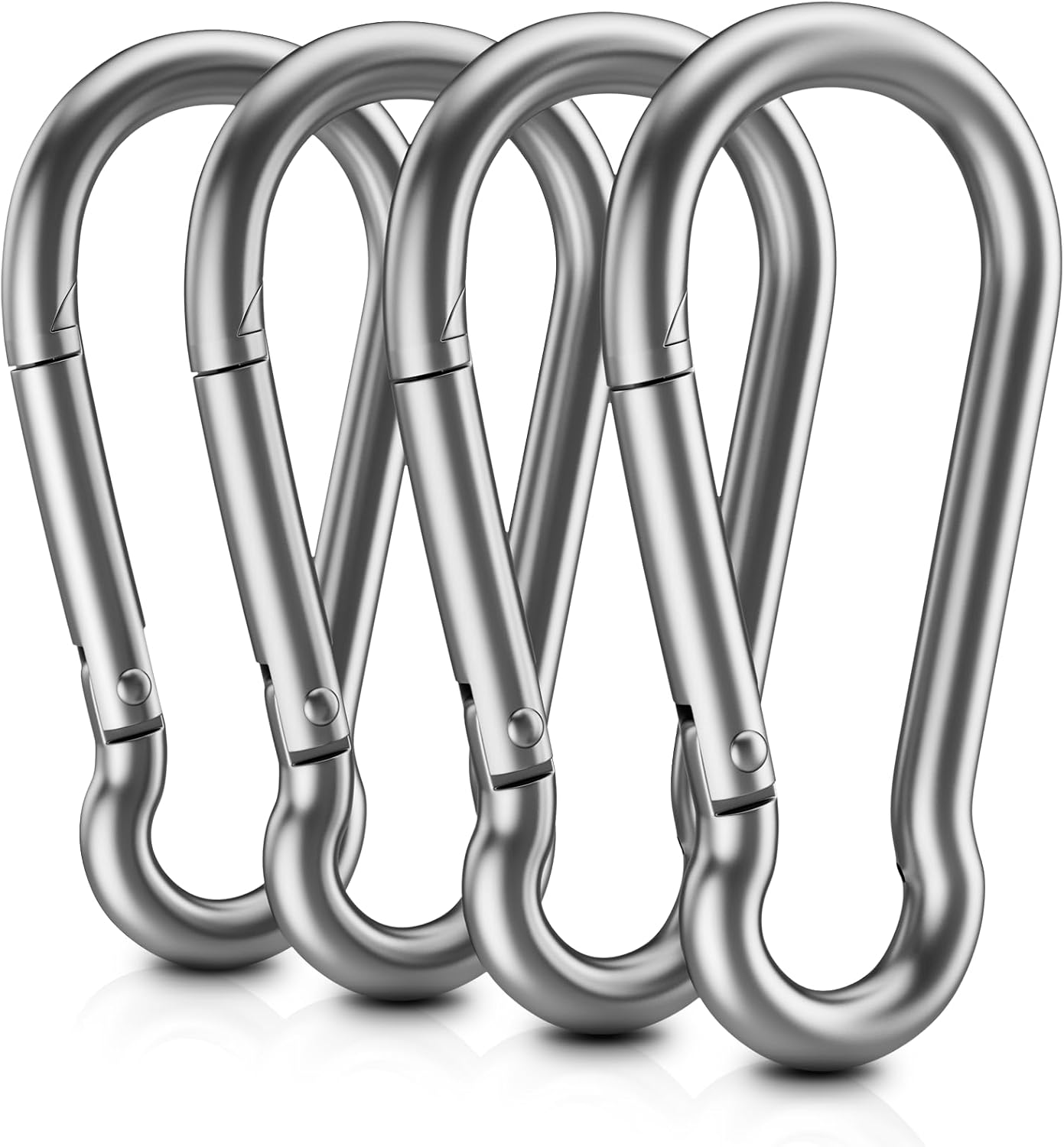 8 PCS Heavy Duty Carabiner Clips, 【NO Rust】 1360lbs 304 Stainless Steel Carabiners, 2.36 inch D-Ring Snap Hook Keychain Spring Clips for Gym, Pet leashes, Camping, Car, Farm