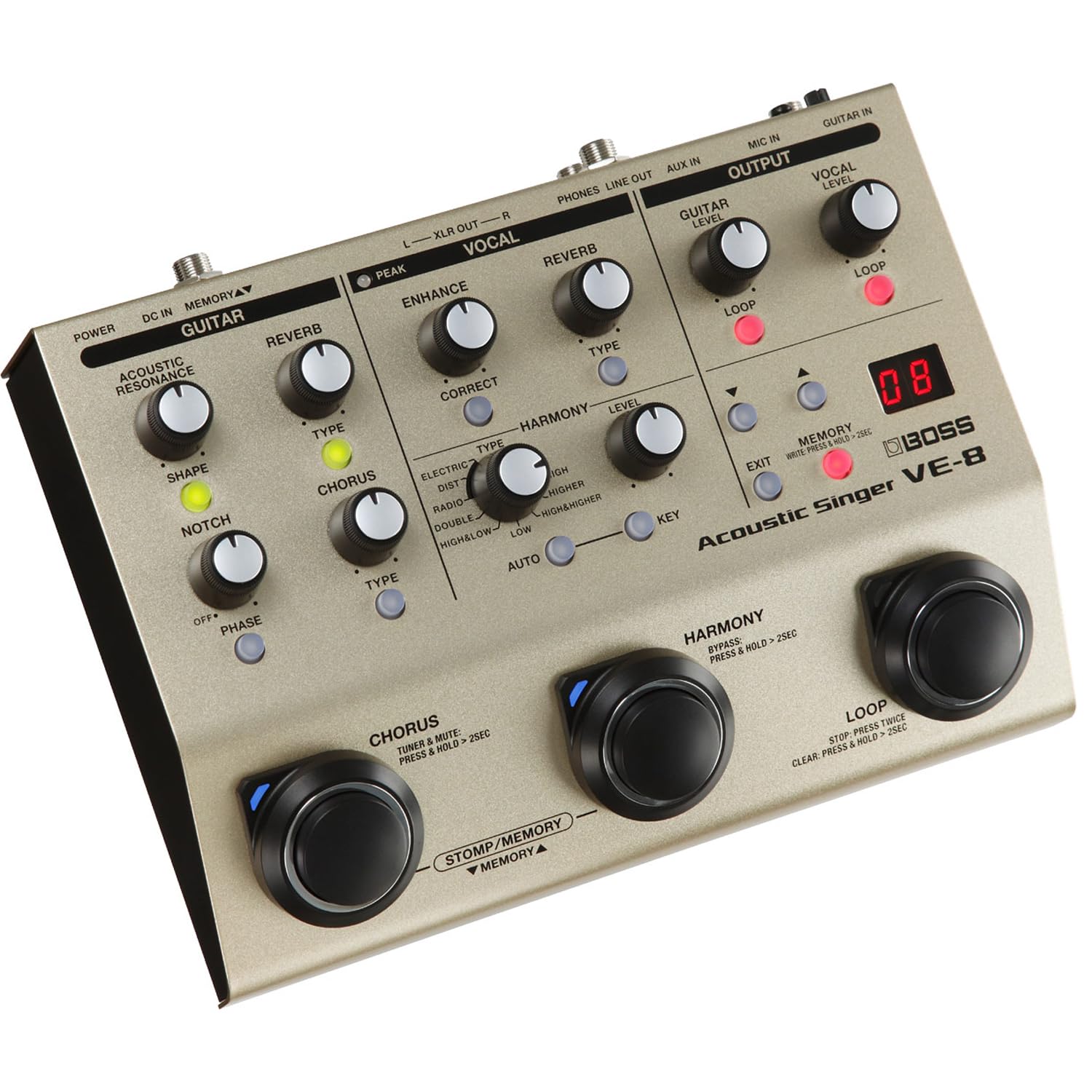 Boss VE-8 Acoustic-Singer Effektgerät für Gesang und Gitarre mit keepdrum XLR-Kabel