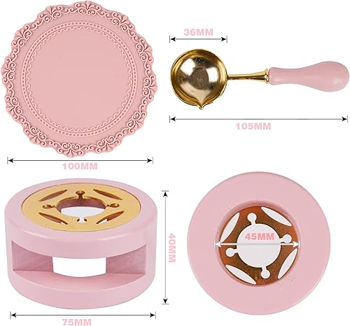Miniatura 2 de LSYGXYZ Kit de sellado de cera horno de sellado de cera con cuchara de sellado de cera y almohadilla de silicona para derretir cuentas de sellado de