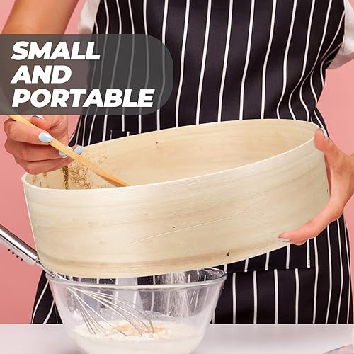 Miniatura 5 de Yardwe Tamiz de harina, de malla fina, coladores redondos de madera, coladores de aceite para hornear, colar, polvo, té, té, café, polvo, harina