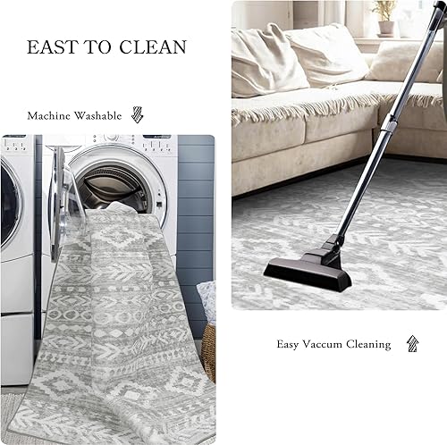 Miniatura 7 de Lahome Alfombra marroquí de granja, lavable de 2 x 4 pulgadas, parte trasera de goma antideslizante, alfombra de noche de cocina, alfombra rústica