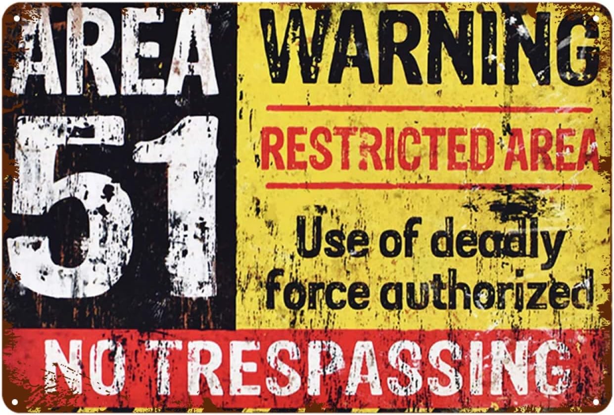 エリア51立ち入り禁止のブリキの看板おかしいバスルームヴィンテージメタルのブリキの看板壁の装飾ポスターホームバーレストランガレージカフェアートメタルの看板ギフトレトロ 12 X16 Naac Com Ar