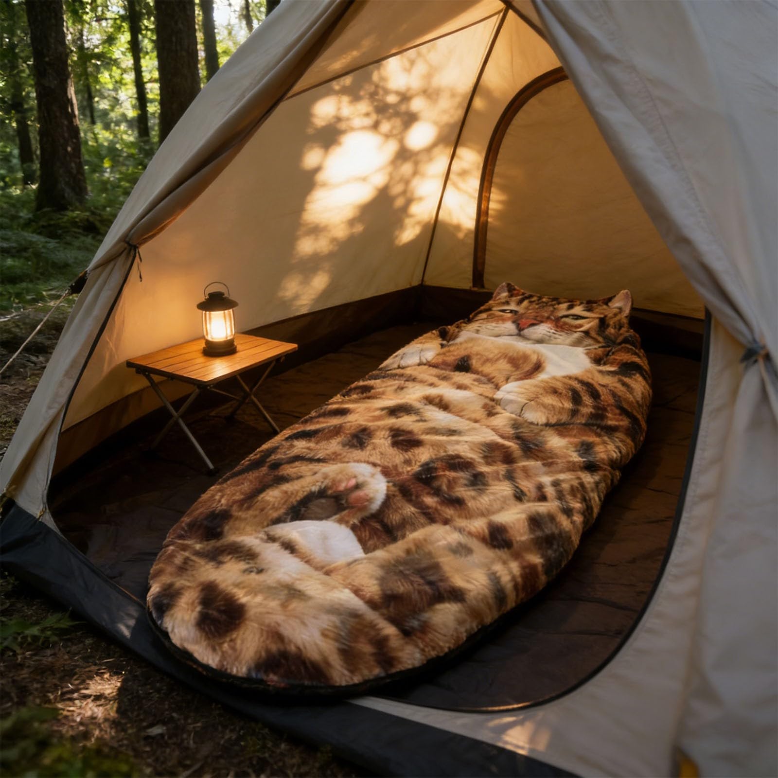 Plush Cat Print Envelope Sleeping Bag, Cat Shaped Plush Sleeping Bag For Adults, Giant Plush Envelope Design With Soft Flannel Lining Self, For Camping And Home Lounging (B#190 * 80cm)