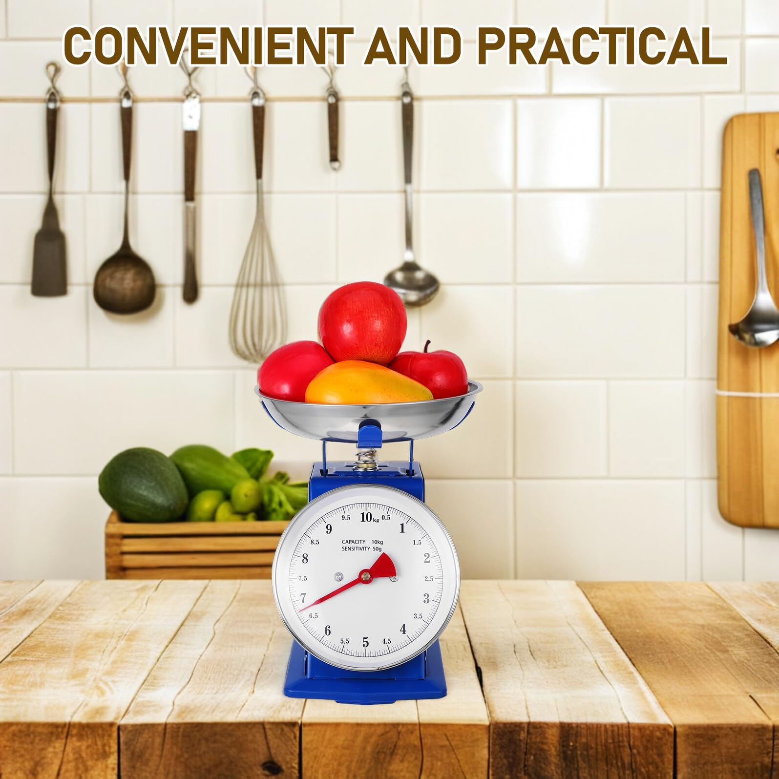 Veemoon Báscula Mecánica De Cocina 10 Kg Con Recipiente Desmontable Acero Inoxidable Esfera Grande Fácil Lectura Sin Pilas Para Hornear Preparar Comidas Vintage Conjunto Práctico