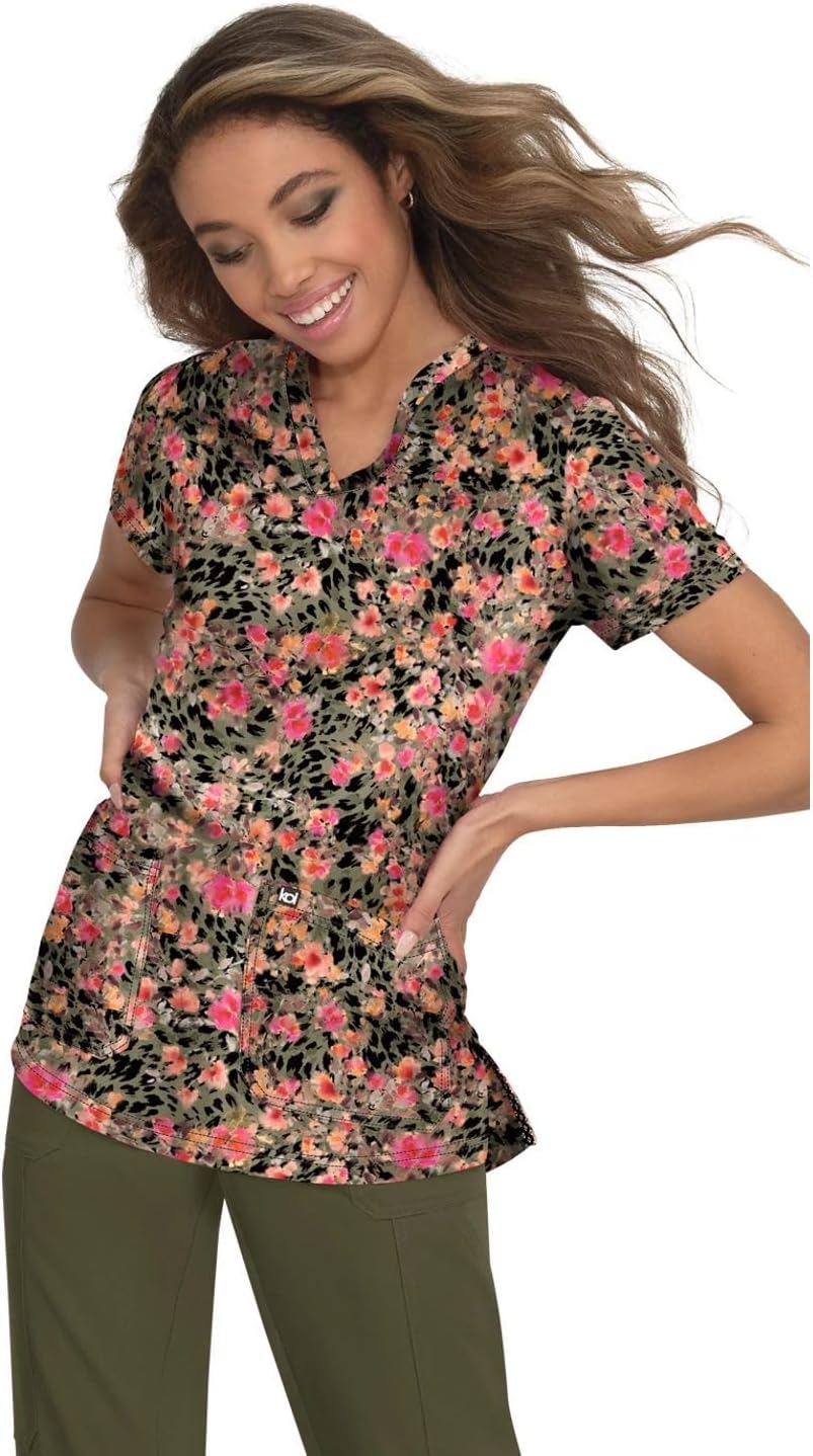 KOI Next Gen Early Energy Women's 2-Pocket Print Scrub Top