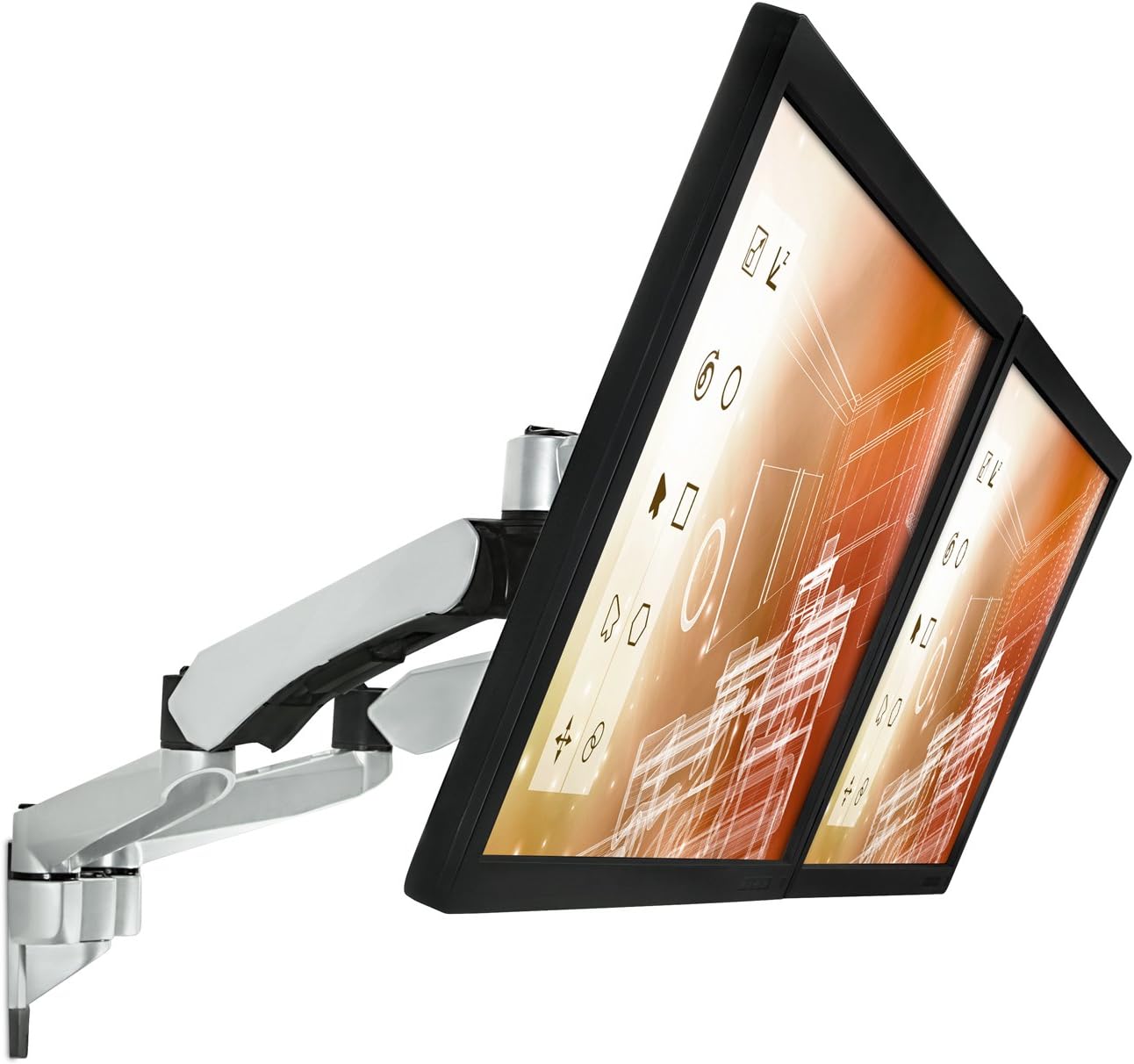 Mount-It! Premium Modular Dual Monitor Wall Mount Arms | VESA Wall Mount | Full Motion Gas Spring Arm Fits 17 19 21.5 24 27 32 Inch Computer Screens with 75 100 VESA Patterns | 19.8 Pound Capacity