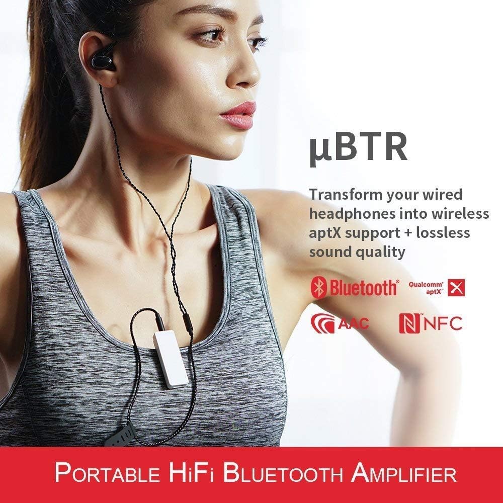 FiiO uBTR Black HiFi Bluetooth Wireless Receiver with aptX/AAC Support, Portable Mini Music Audio Receiver for Home TV,Speaker,Car Stereo,NFC Pairing, 9-Hour Battery Life