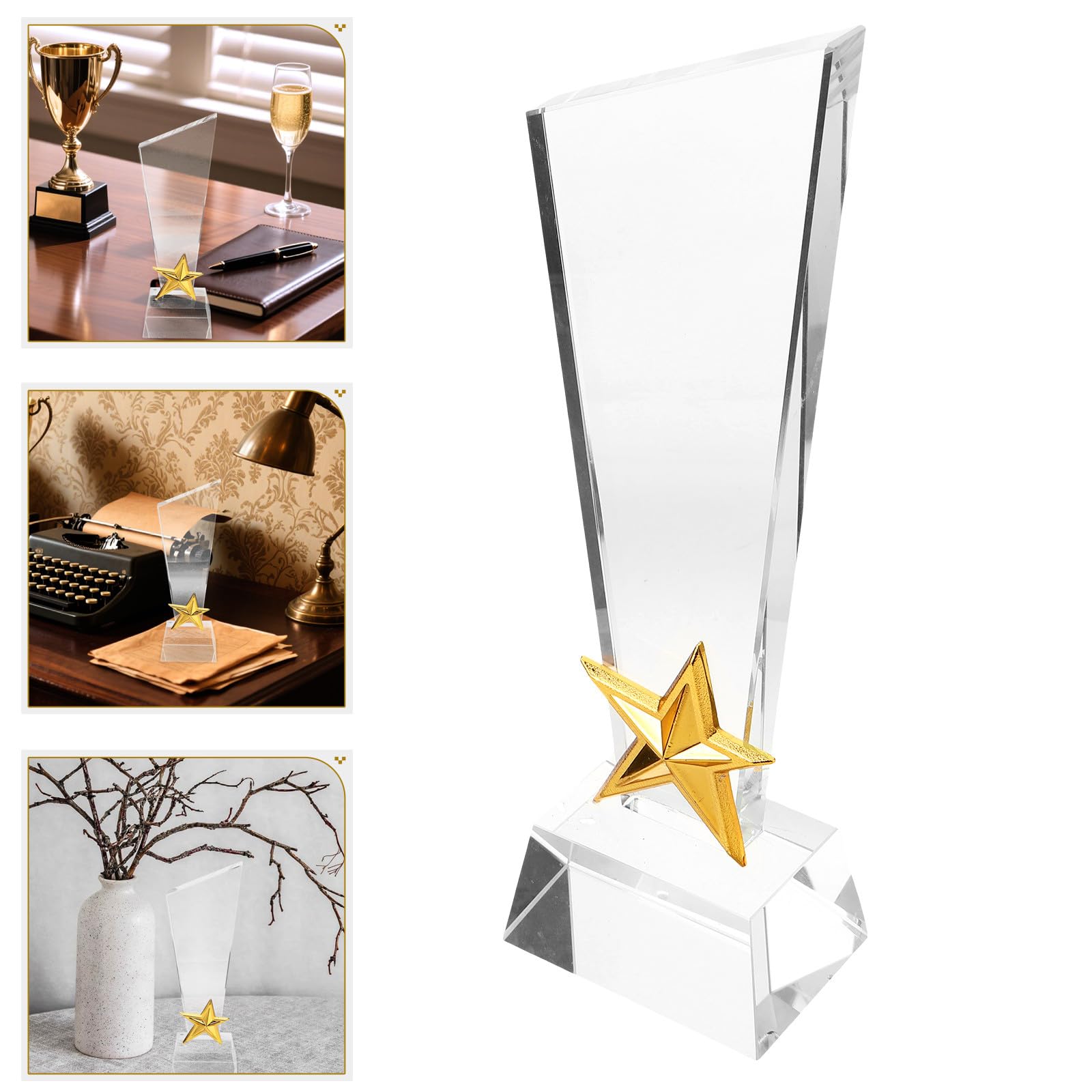 3D Stern Kristalltrophäe aus Crystal und Metall Kreative Siegerpokal mit Eleganter Optik Transparente Auszeichnung für Schüler und Wettbewerbs und Preisverleihungen