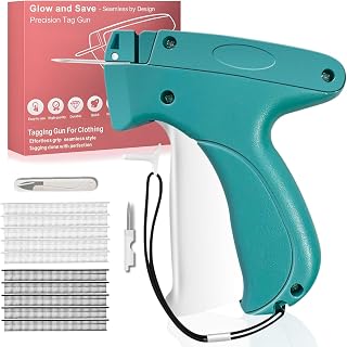 Stitch Gun for Clothing Instant Clothes Repair, Hemming & Tagging Gun, Complete Fabric Fastener Kit Includes 2 Needles, 1 Scissors, 2000 White & 2000 Black Fasteners, Turquoise
