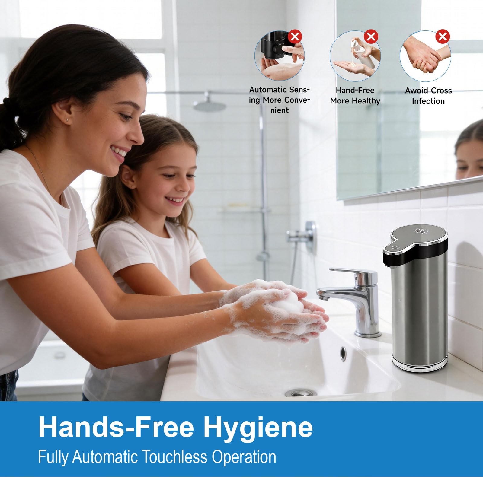 Dispenser automatico di sapone liquido, in acciaio inossidabile