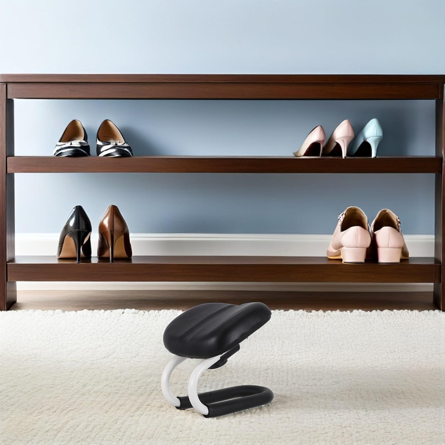 ibasenice Stool and Prayer Bench Adjustable Height with Non-Slip Cover Portable Folding Chair and Home