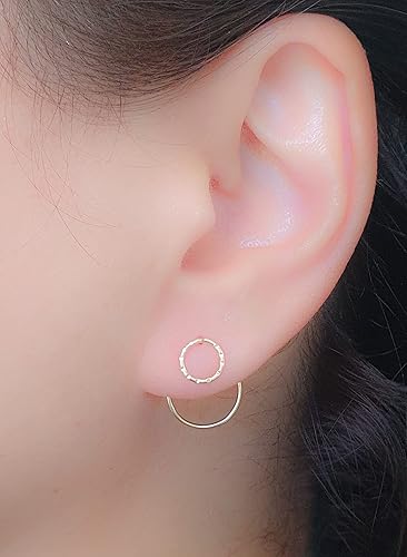 Miniatura 1 de Circle Ear Jackets, Gold Ear Jacket, Double Earrings, Ear Jacket Earrings, Circle Geometric Earrings, Modern Jewelry, Front Back Earrings