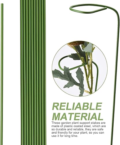 Miniatura 4 de Juego de 10 estacas de metal para plantas de jardín con 15 clips de fijación de vid, estacas de flores de un solo tallo de 15.75 pulgadas de alto,