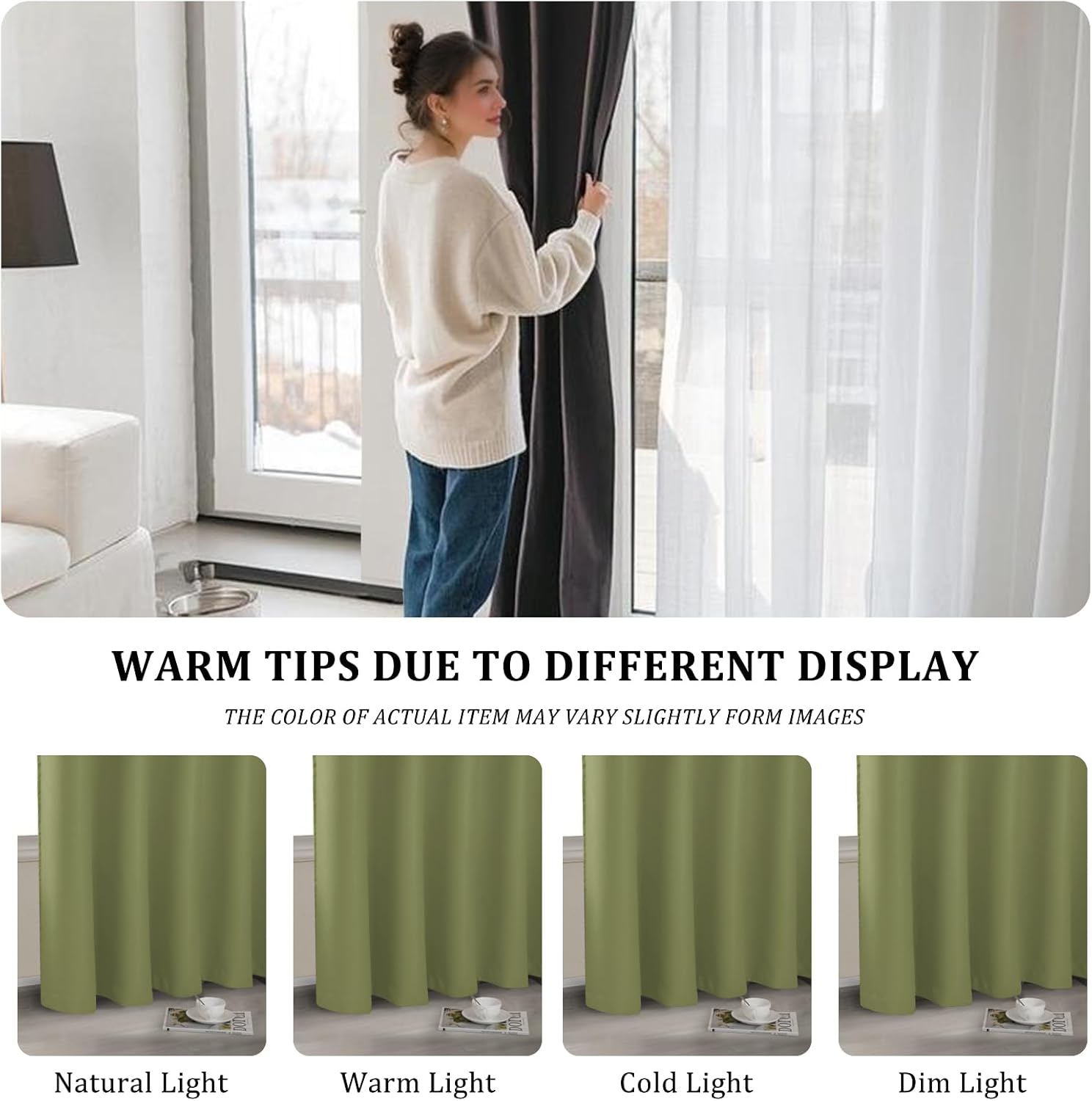 JIUZHEN Room Divider Curtains for Bedroom/Living Room, Thermal Insulated Blackout Door Curtain, Grommet Top Sliding Door Curtains (Olive Green, W100 by L84, 1 Panel)