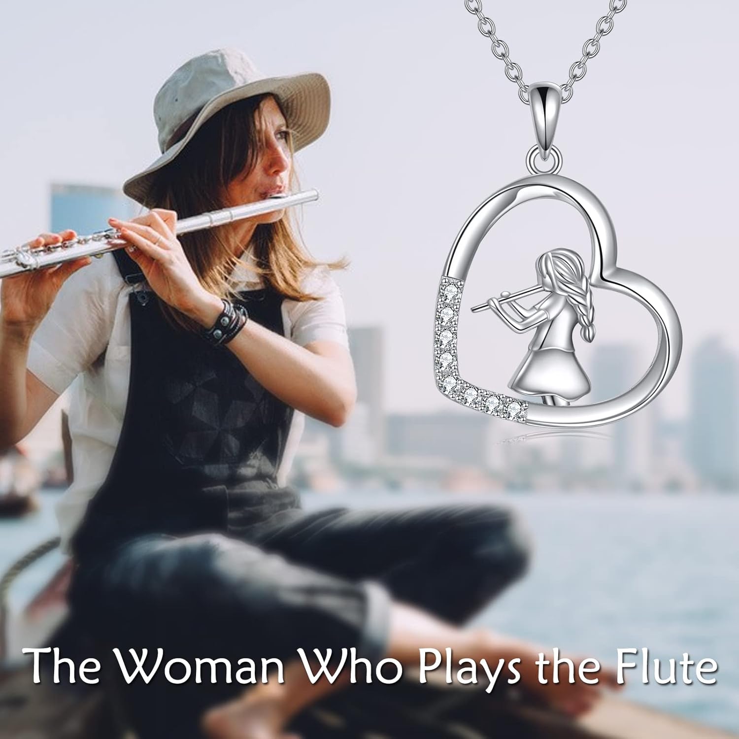 YFN 925 Sterling Silver Flute Pendant Necklace Music Students Graduation Gift Jewelry for Women - Image 5