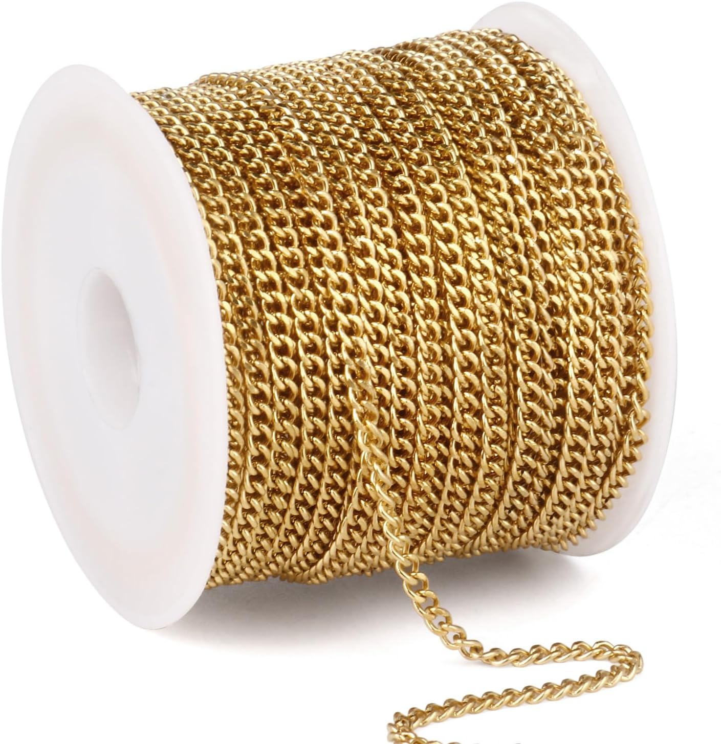 Amazon.com: 33FT Gold Stainless Steel Cuban Chain Roll 2MM 18K Gold PVD ...