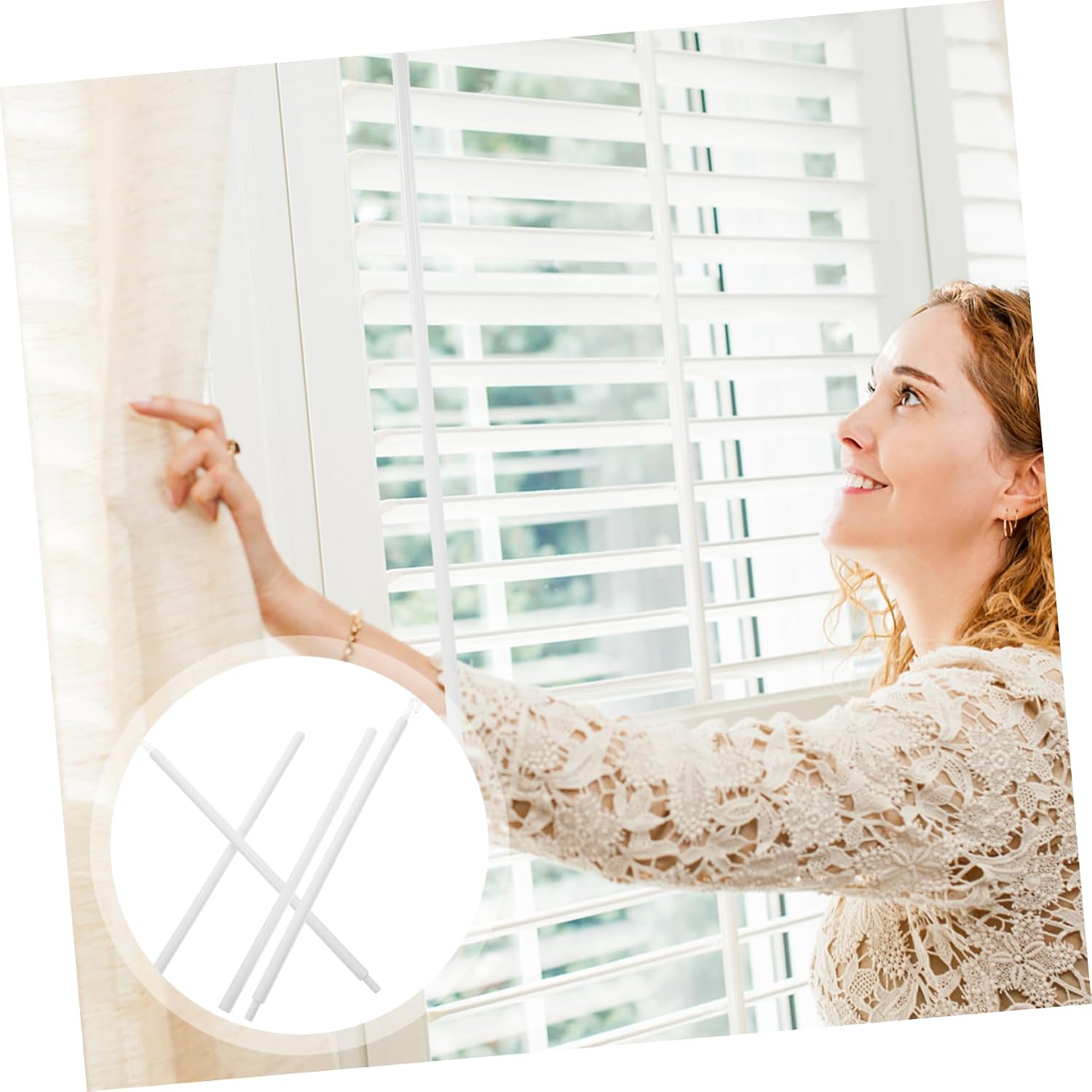 MAGICLULU 2 Sets Adjustable Curtain Rod Extender Bracket with Hooks Sturdy Acrylic Curtain Hanger for Double Rods for Drapes and Blinds Easy Install for Windows