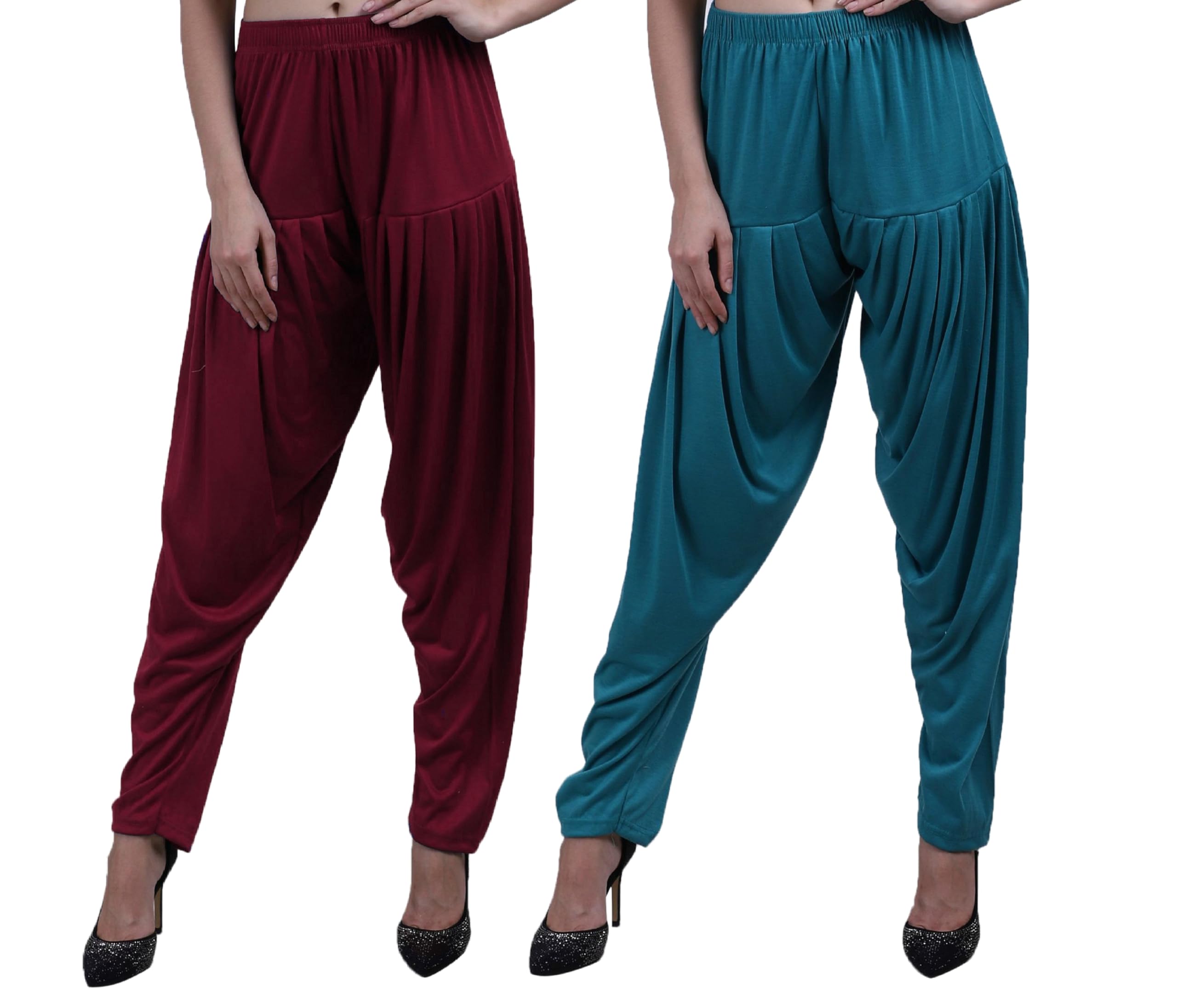 Women Patiala Harem Viscose Pants Combo 2 (TomotoRed::White)-image-12