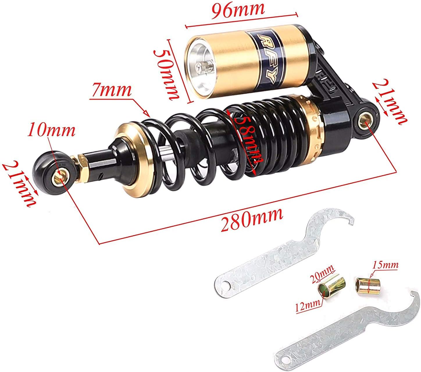 Pair 11" 280mm Motorcycle Air Rear Shock Absorbers Suspension Adjustable for Pit Dirt Bike Quad ATV