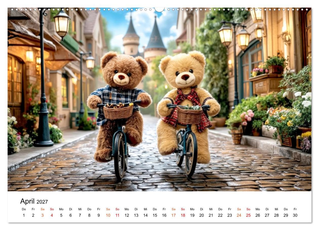 Teddybären - im Doppelpack durchs Jahr (hochwertiger Premium Wandkalender 2027 DIN A2 quer), Kunstdruck in Hochglanz: Zwei kleine Fellfreunde meistern das große Leben. (CALVENDO Tiere)