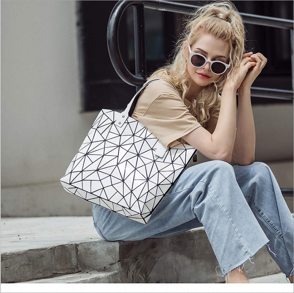 Geometric Lattice Top-handle Handbag for Women Matte Tote Purse Handbags Geometry Shoulder Bag - Image 3