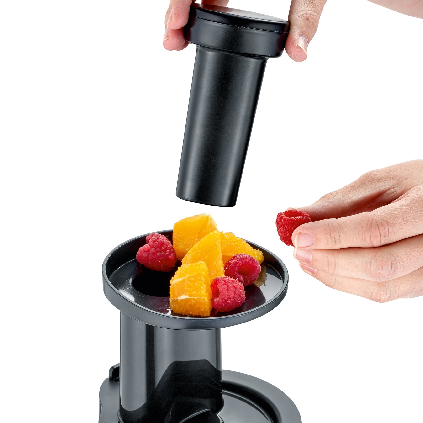 SEVERIN Slow Juicer, Estrattore di Succo, 150W, 1 Litro, 45 rpm, Senza Lame, Inserto Sorbetti, 2 Setacci, Funzione Inversa, Antigoccia, BPA Free, 22,0 x 26,0 x 42,0 cm, Acciaio - ES 3571