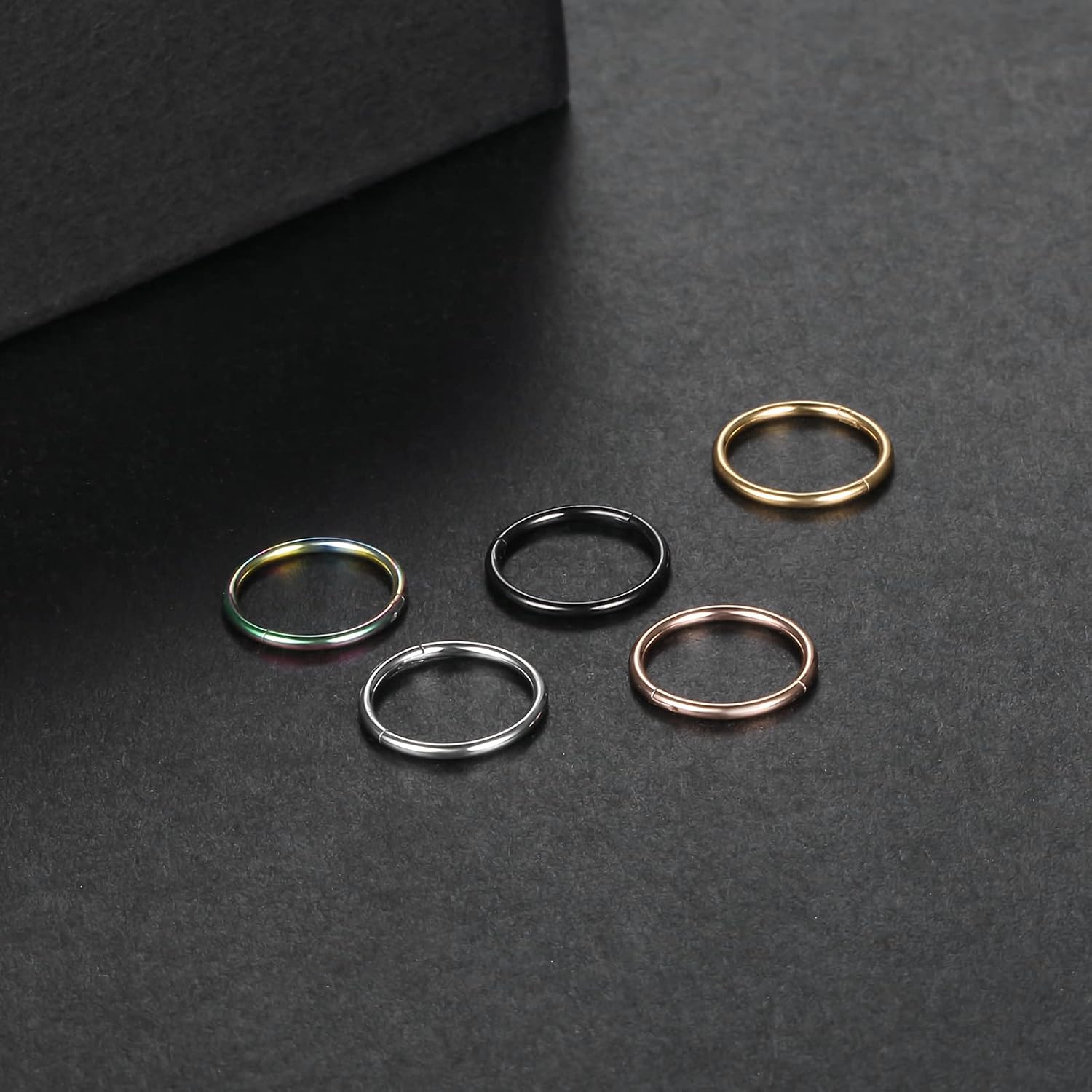 Aumeo 14G 16G 18G 20G Nose Ring Hoop Stainless Steel Hinged Segment Rings Hoops Nose Clicker Ring Tragus Helix Cartilage Daith Rook Earring Piercing Jewelry for Women Men