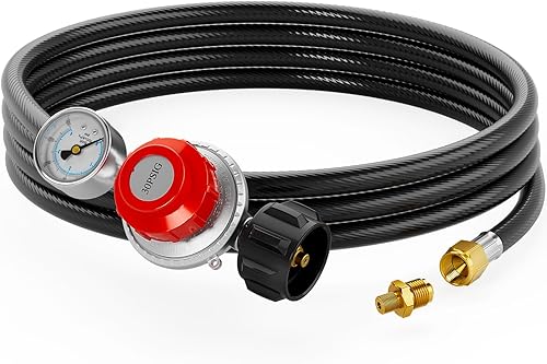 Miniatura 8 de CALPOSE Manguera reguladora de propano de alta presión de 15 pies con medidor, regulador de tanque de propano ajustable de 0  30 PSI, acero