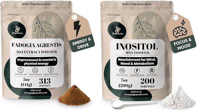 Jungle Powders Fadogia Agrestis Extract for Men 501 Concentration 313 Servings + Inositol Powder 7 Ounce Bag