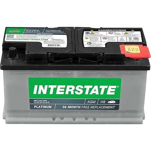 Interstate Batteries Automotive Battery 12V 95Ah (Group Size H8, 49) 900CCA SLI AGM Automobile Replacement Battery for Cars, SUVs, Sedans, Trucks (MTX-49/H8)