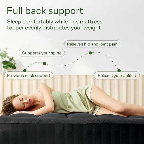 Miniatura 24 de Cubrecolchón ultrasuave tamaño Queen, cubrecolchón de viscosa de bambú para aliviar el dolor de espalda, enfriamiento natural para quienes sufren