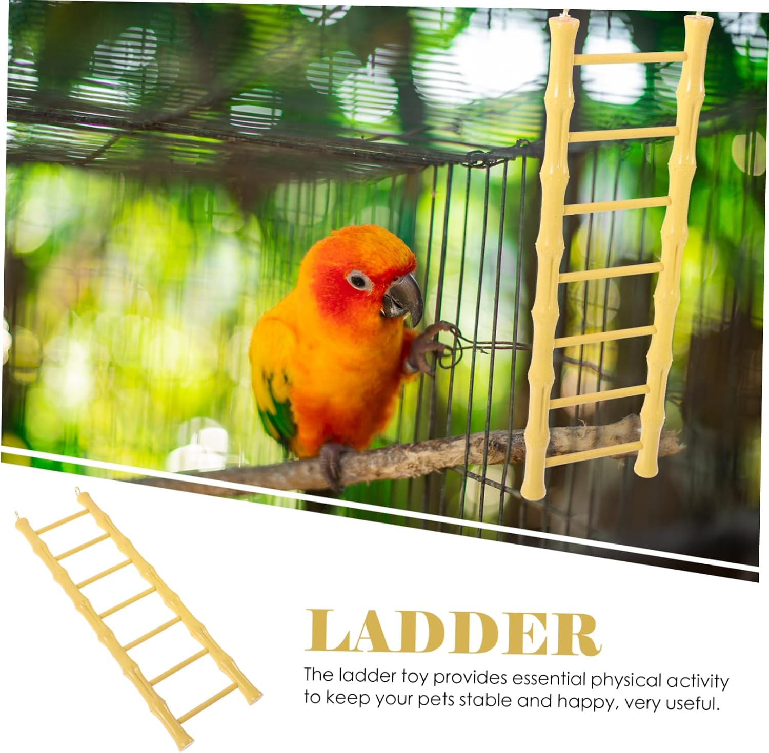 Toyvian Hamster Ladder Bird Ladder Hanging Step Cage Toy for Small Birds and Hamsters Climbing and Exercise Accessory 11.41X3.34X0.55In