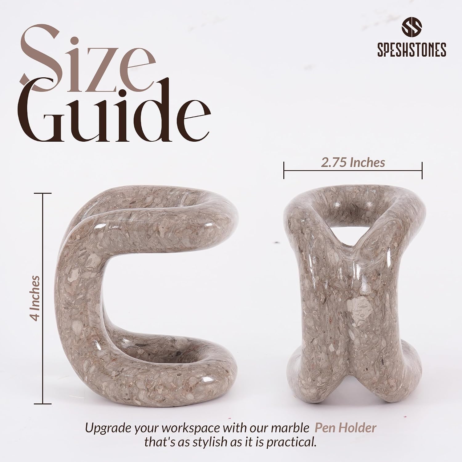 Marble Pen Holder for Desk 4 Inch Pencil Holder for Desk Accessories & Workspace Organizers - Stone Stationary Holders for Office Decor - Pen Organizer for Gifts