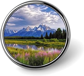 Round Metal Lapel Pin, Aluminum Alloy, Grand Teton National Park | Fashion Brooch Badge for Shirts, Jackets, Hats, Enamel Lapel Pins for Men Women, Accessory Gift for Daily Wear & Events