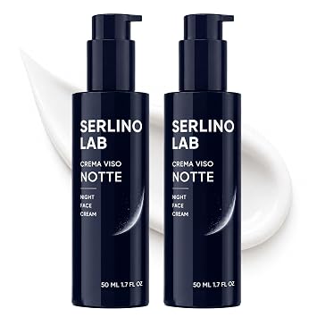 Serlino Lab Night Face Cream for Men - Retinol Night Cream with Hyaluronic Acid & Olive Oil, Collagen Boosting Face Moisturizer, Firms Mens Sagging Neck & Jowls, Reduces Deep Wrinkles, 1.7 Fl Oz