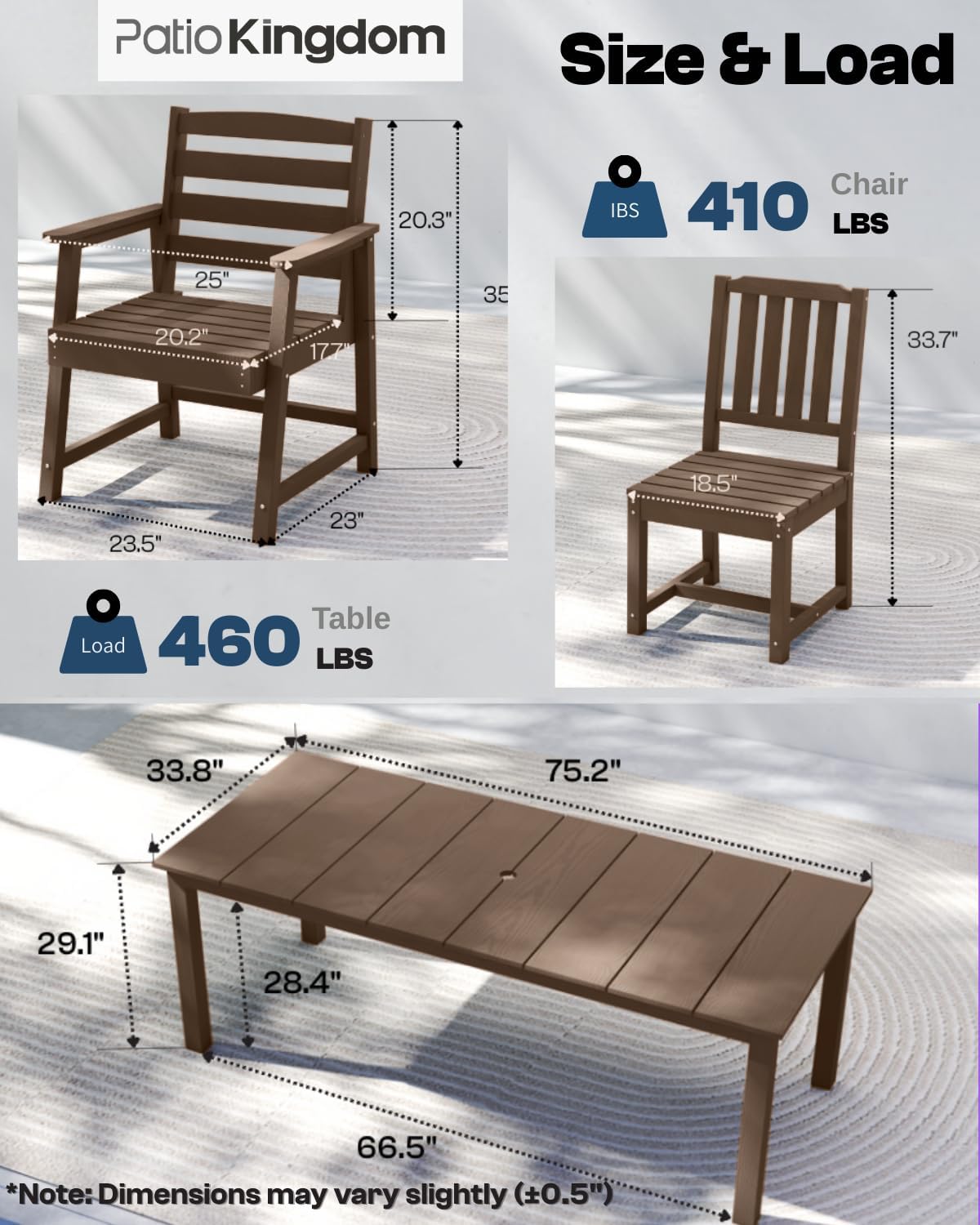 9-Piece Outdoor Dining Set for 8, 75.2'' HDPE Table with Umbrella Hole & Chairs, Weather-Resistant Patio Furniture for Lawn, Yard, Balcony, Deck (Brown)