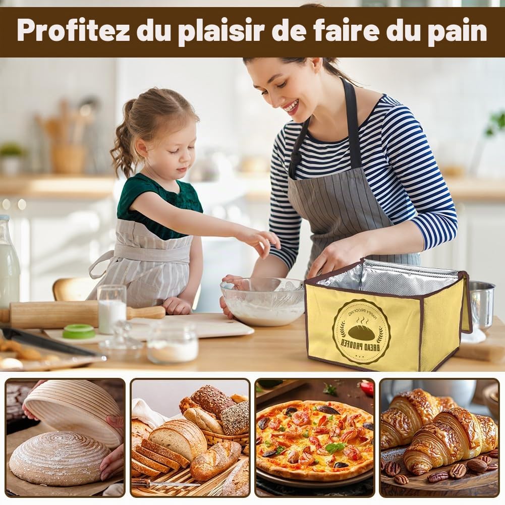 Boîte de fermentation pour levain, boîte à pâte pour pizza avec couvercle - Boîte de fermentation pliable pour pain 30L, température et minuterie, boîte à pâte à pizza avec couvercle, bac à