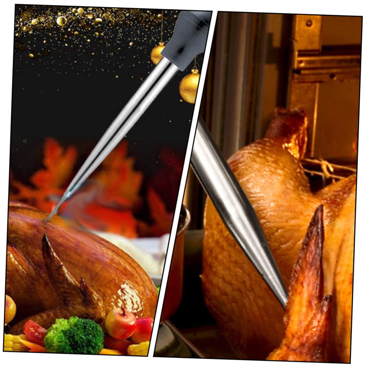 Garneck Food Grade Silicone Turkey Injection Pump Barbecue Turkey Injector Set Cleaning Brush Flavor Injector for Meat