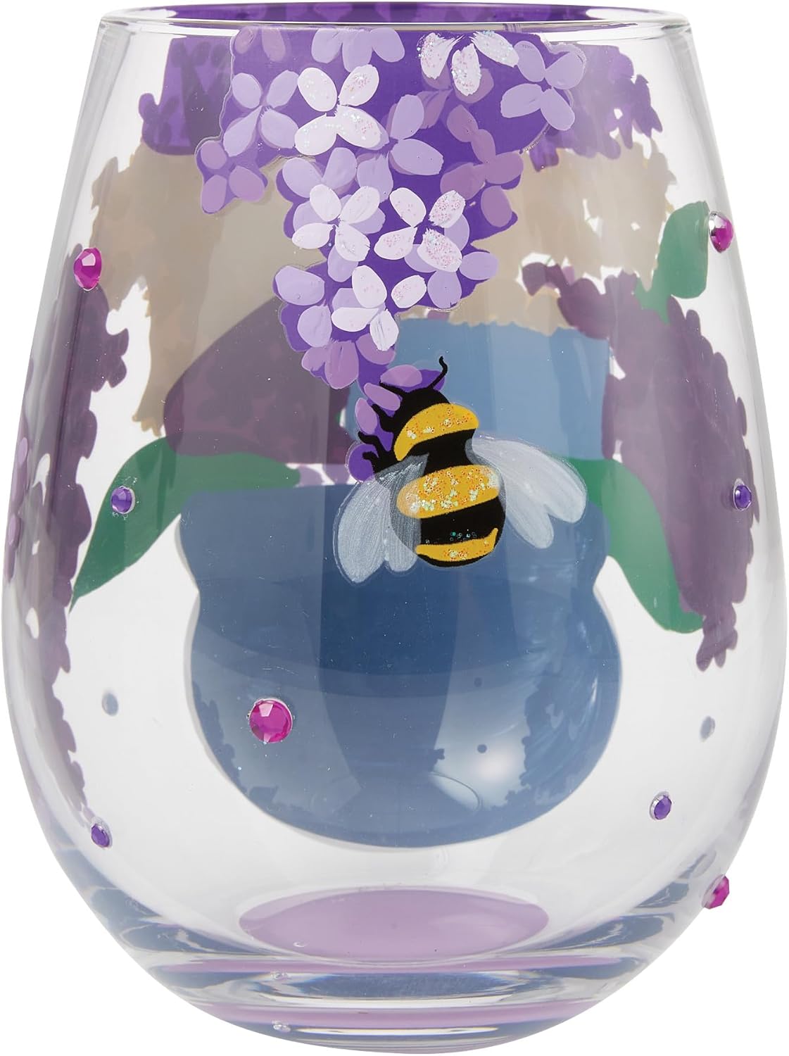 Enesco Lolita Designs Best Grandma Ever Floral Hand-Painted Artisan Stemless Wine Glass, 20 Ounce, Multicolor - Image 4