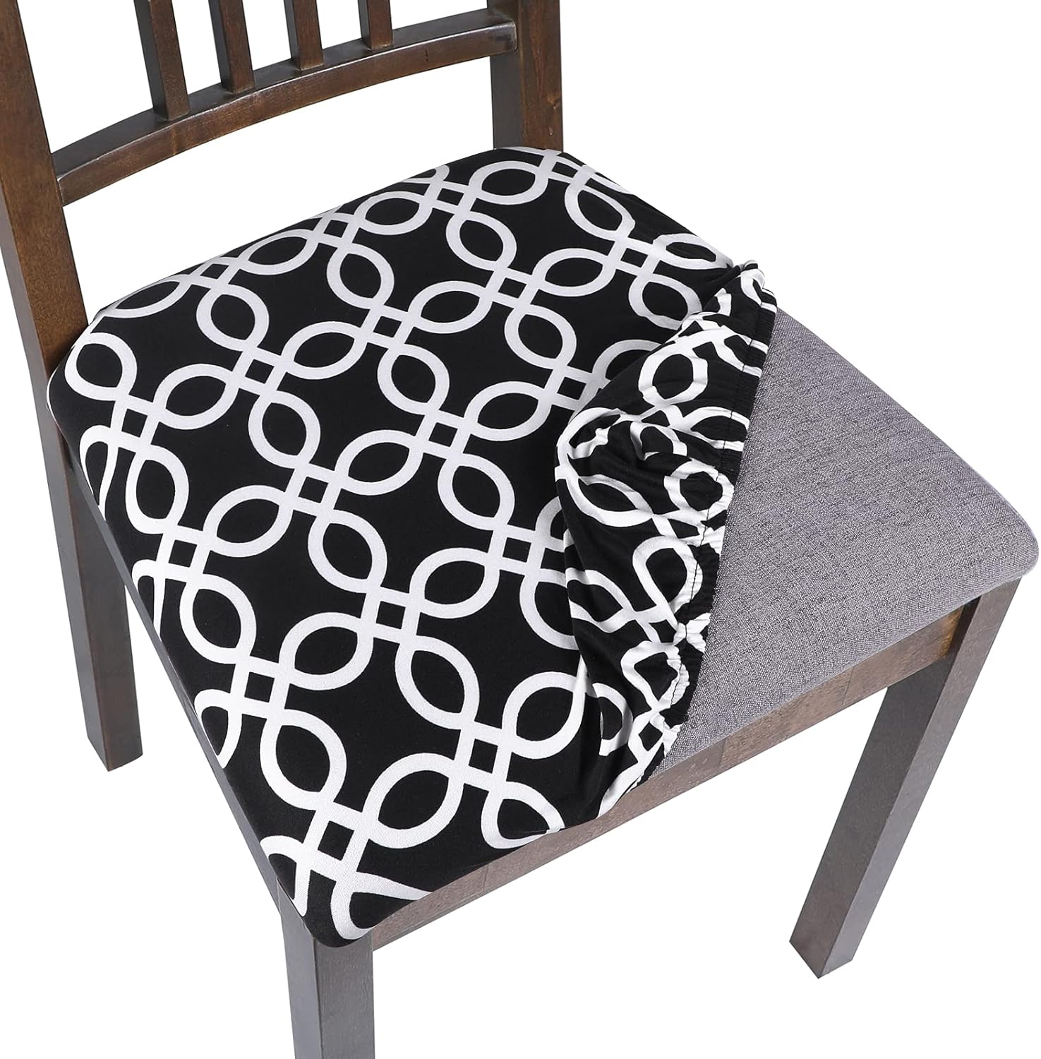 SearchI Seat Covers for Dining Room Chairs Stretch Printed Chair Seat