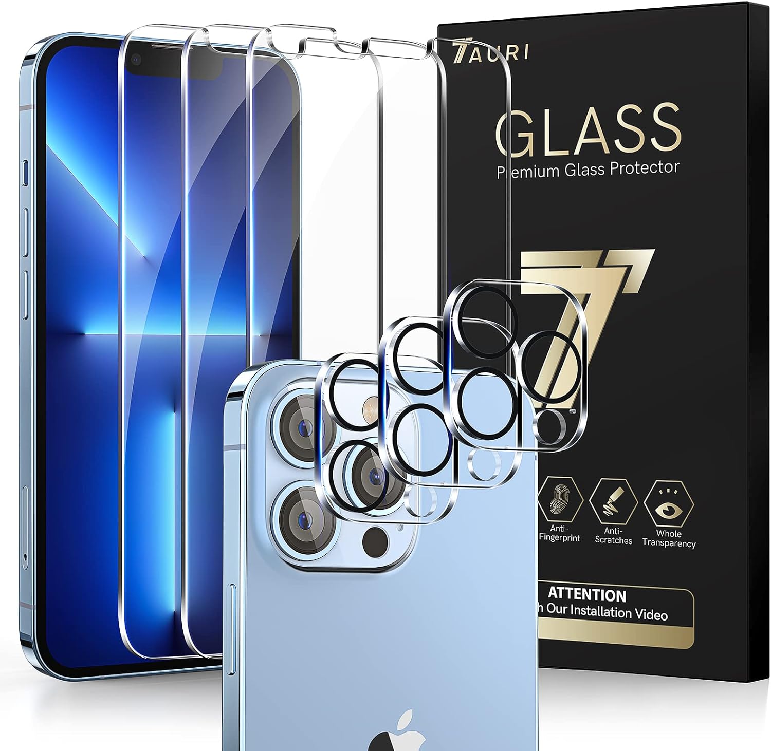 TAURI 3 + 3 Pack Compatible with iPhone 13 Pro Screen