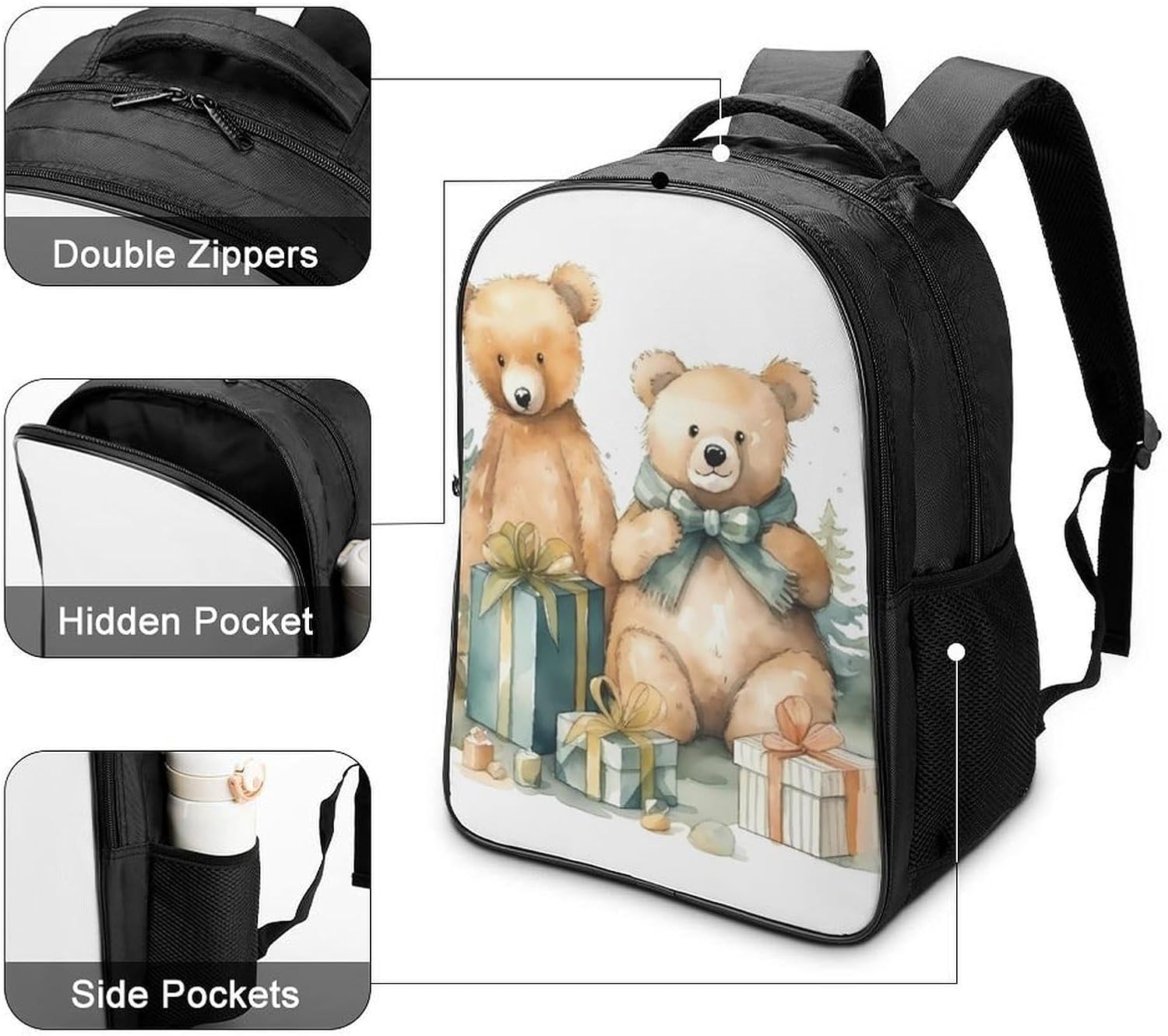 Travel Laptop Backpack 2 Compartment Bear And Gift Computer Bag Lightweight Casual Daypack for Business image 4