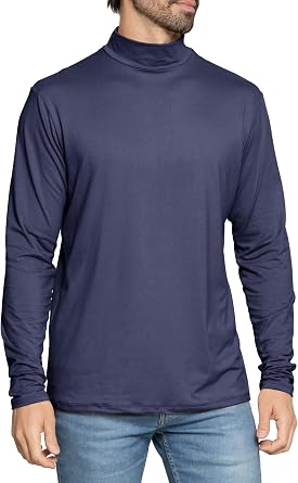 STRETCH IS COMFORT Mens Oh So Soft Mock Neck Long Sleeve Shirt Perfect for Casual Wear, Stylish, Classic Fit | Small-5X