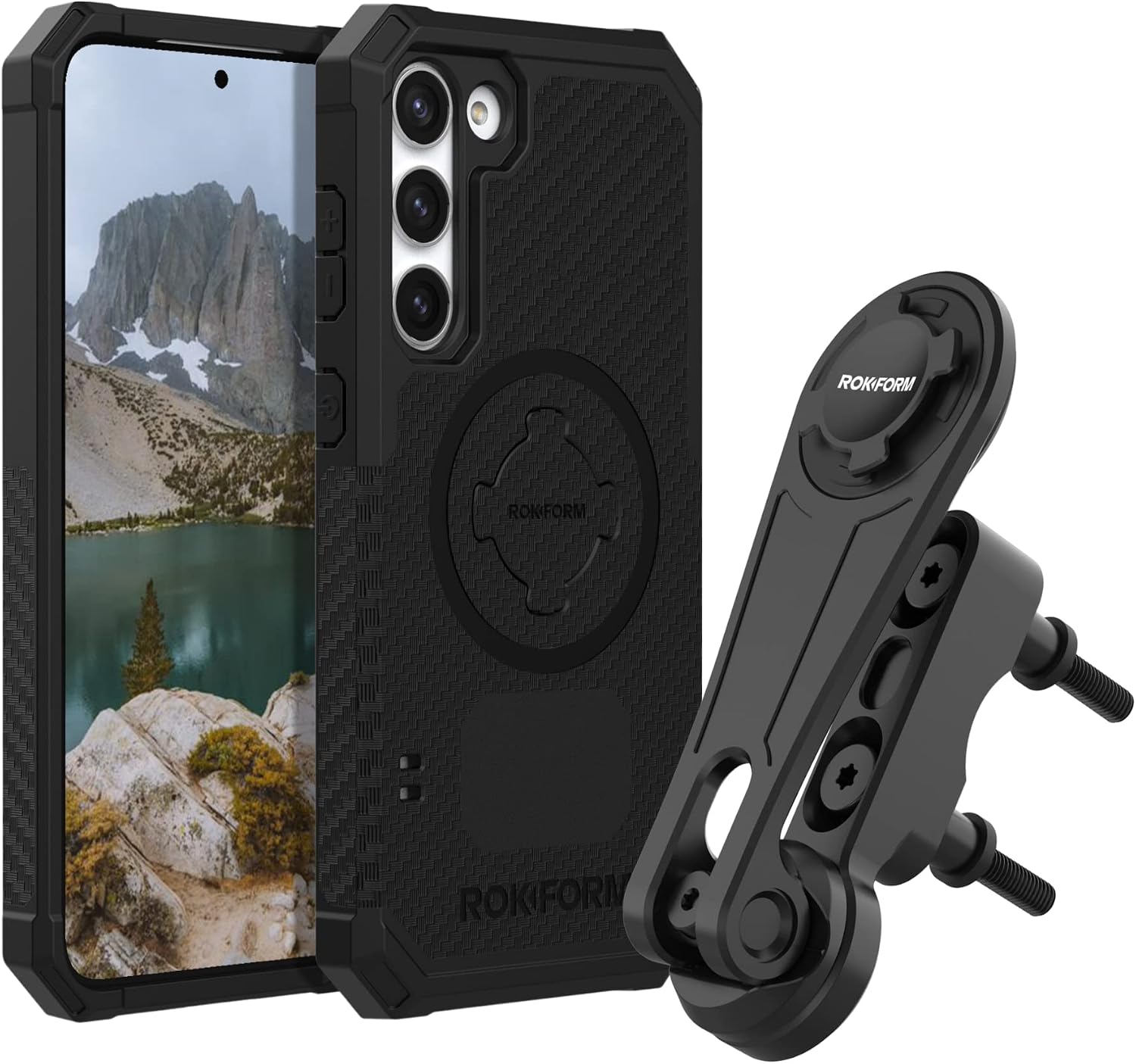 Rokform - Galaxy S23 Rugged Case + Black Motorcycle Perch Phone Mount