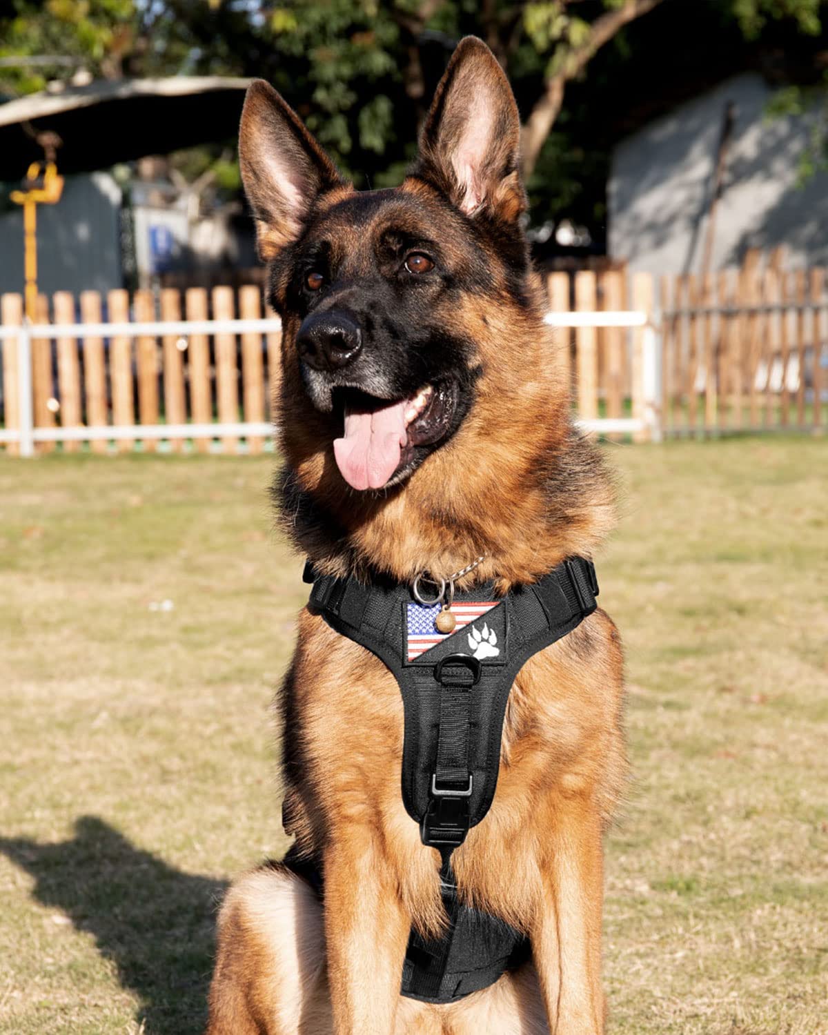 Arnés táctico para perros – Chaleco de servicio PETNANNY para perros grandes, cobertura completa del cuerpo en el arnés de entrenamiento para perro con 2 parches reflectantes para perros, asa, paneles