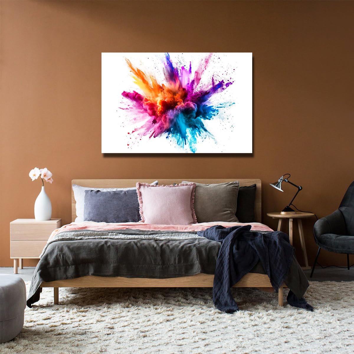 UIRINGART Abstrakcyjny kolor eksplozja płótno sztuka ścienna nowoczesna farba rozpryskowa obrazy grafika wydruki duże plakaty obraz do salonu biura dekoracja 40 x 60 cm