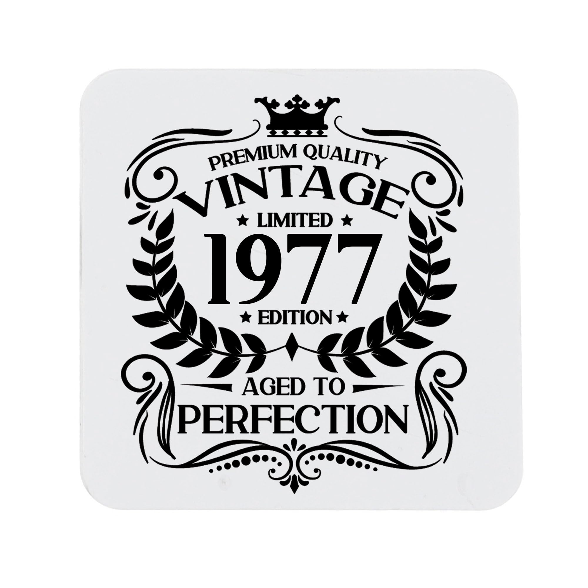 49th Birthday Gift for Men Vintage 1977 Aged to Perfection Printed Coaster Present for 49 Year Old Etched Printed Placemat (Printed Coaster)