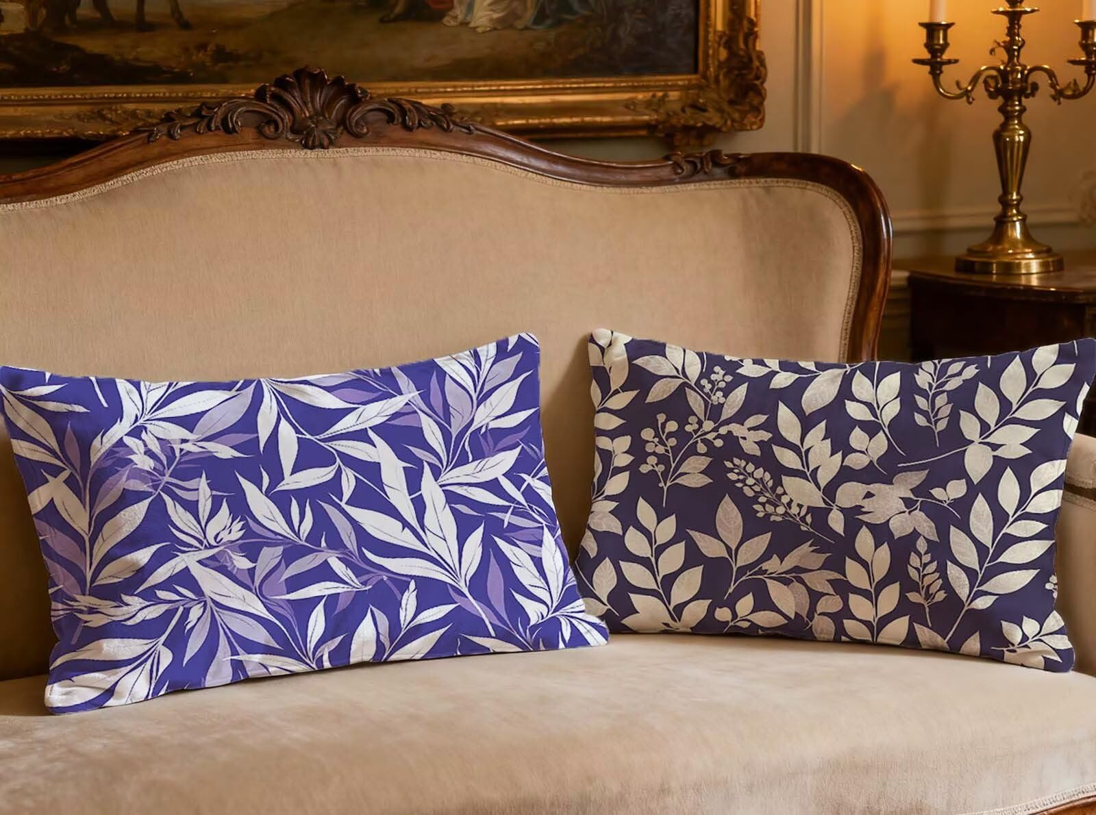 Housse de coussin feuille en velours pour sublimer votre décoration de salon