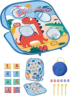 DTT Kids Bean Bag Toss Game Set, Cornhole Toss Game Set for Lawn Game, Bean Bag Throwing Games Outdoor Game Toys, Collapsible Portable Cornhole Toss Game for Family Party Trusted