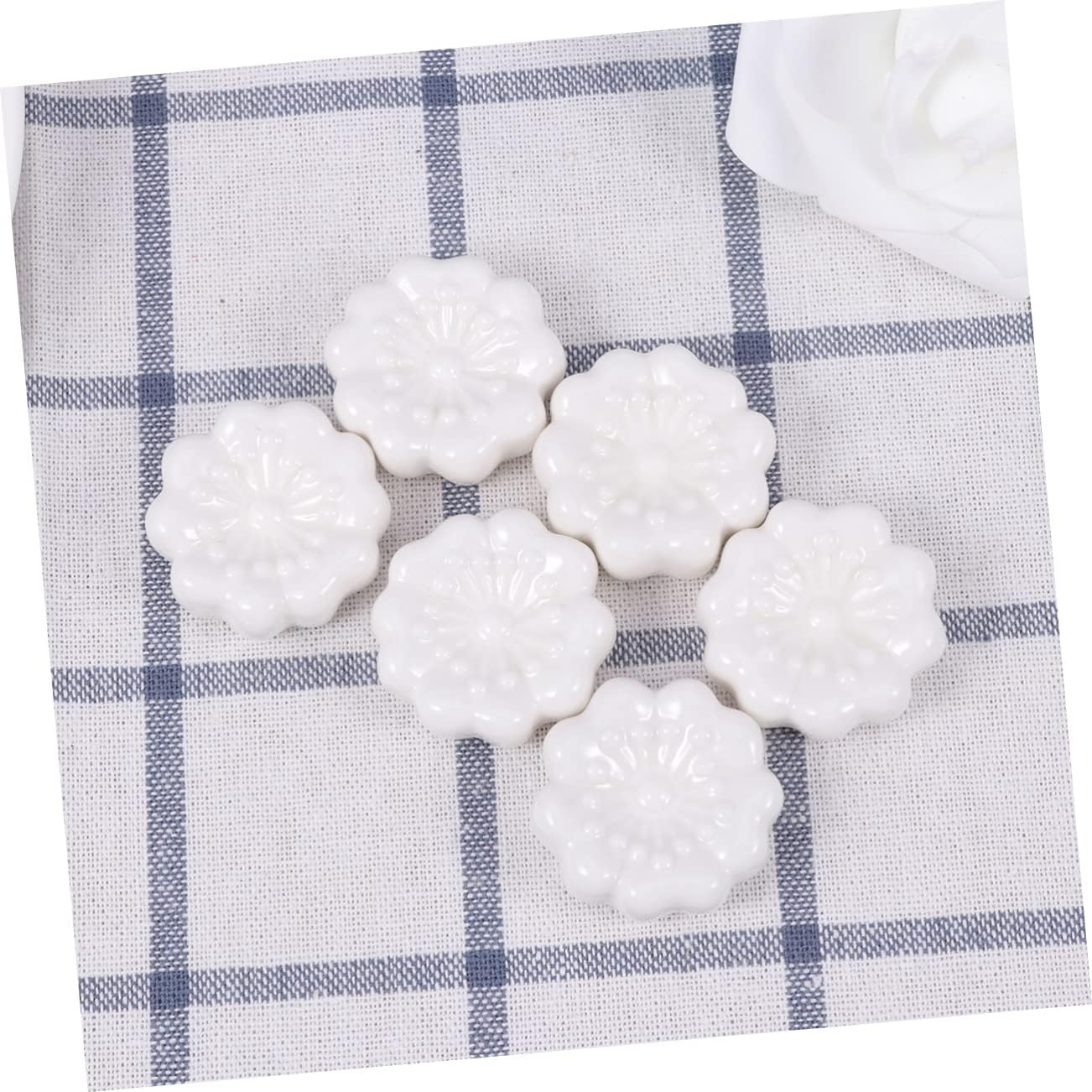 6 Pcs Ceramic Chopsticks Rack Cherry Blossoms Xmas White